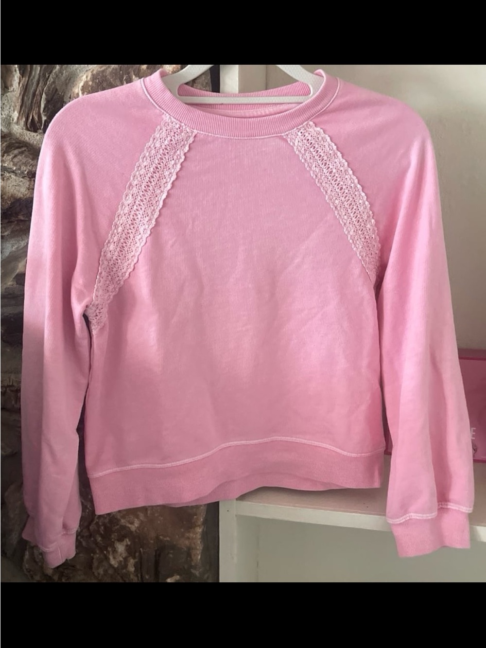 Cat & Jack Pink Lace Trim Crewneck Sweatshirt M(8), NWOT